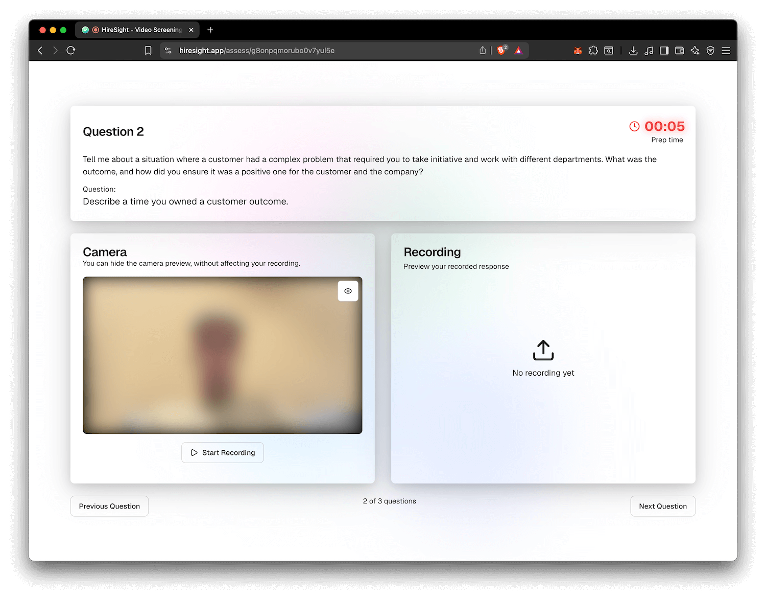 Candidate assessment screen B